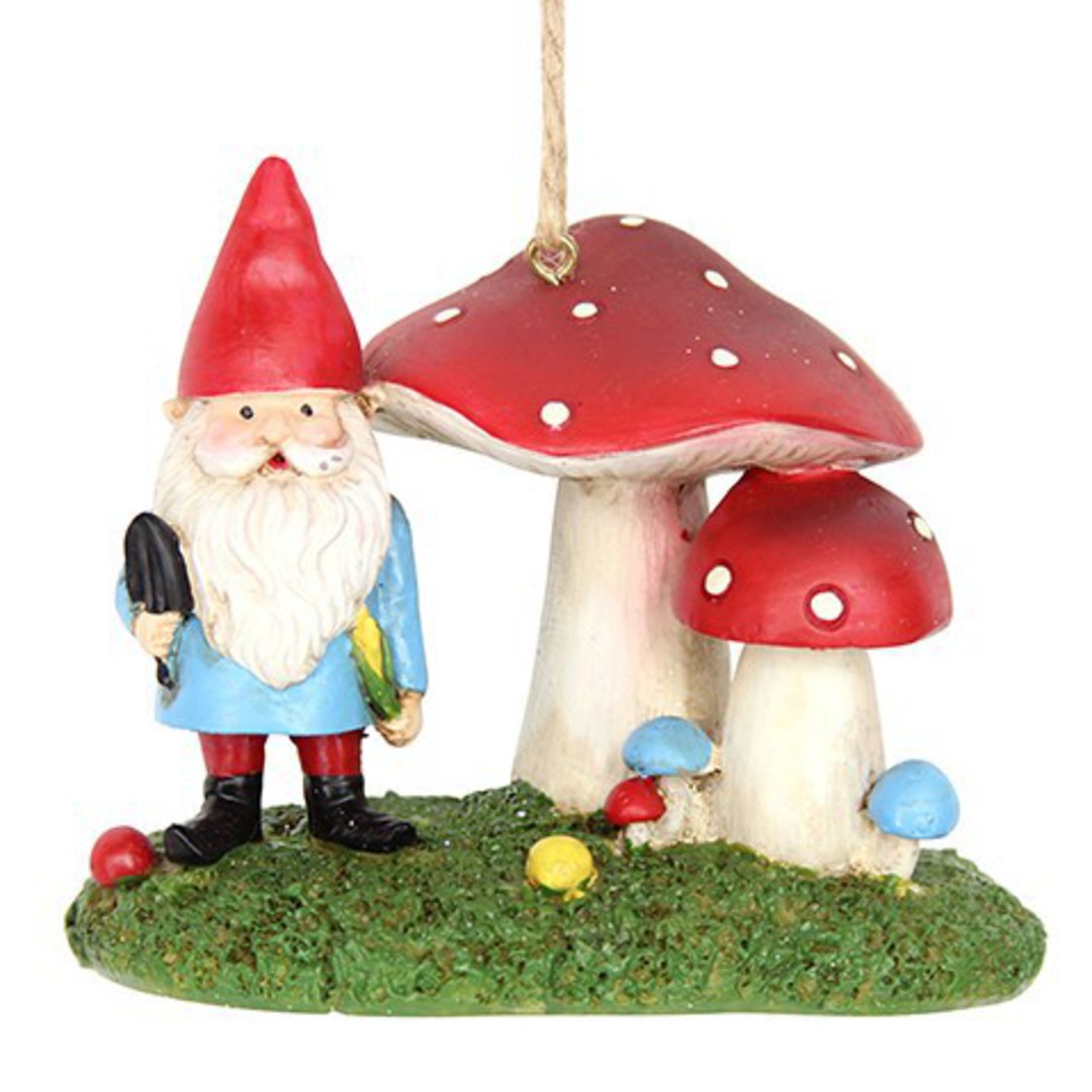 Resin Gnome with Toadstools 12cm image 0
